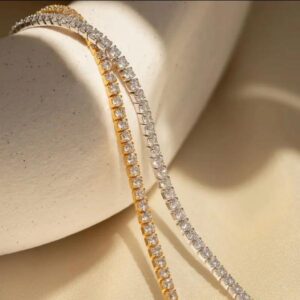 Elegant Gold Chain Crystal Tennis Bracelet for Girls/Women - Image 2