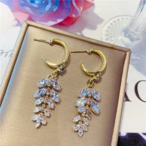 Zircon Wheat Tassel Golden Earrings For Girls/Women - Image 5