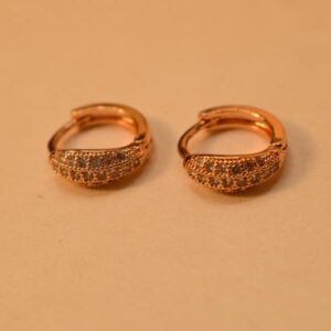 Stylish Gold Plated Mini Hoop Earrings with Artificial Shining Stones - Image 3